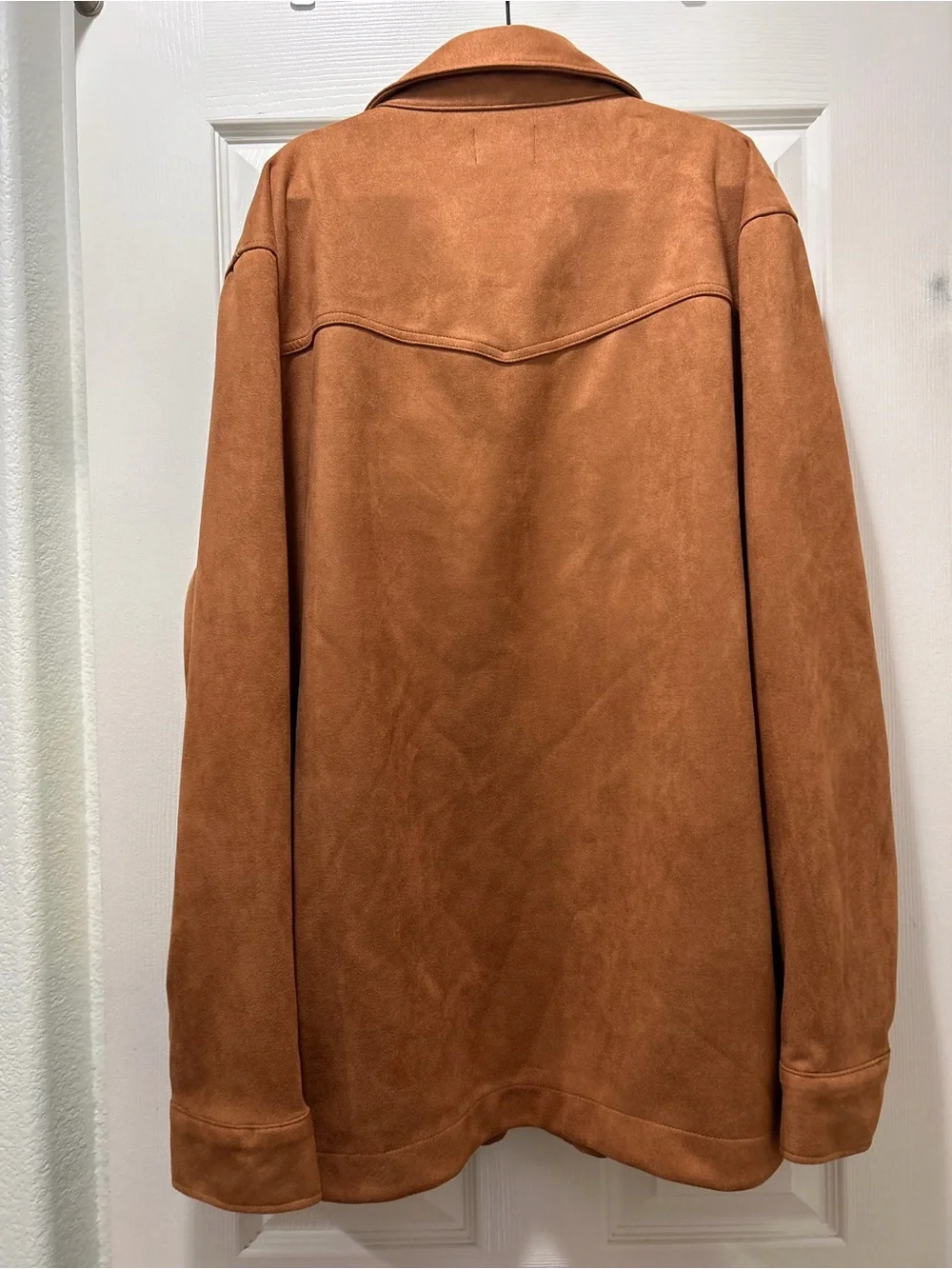 🤎FRYE Men's Button-Front Suede Jacket in Caramel Brown🤎